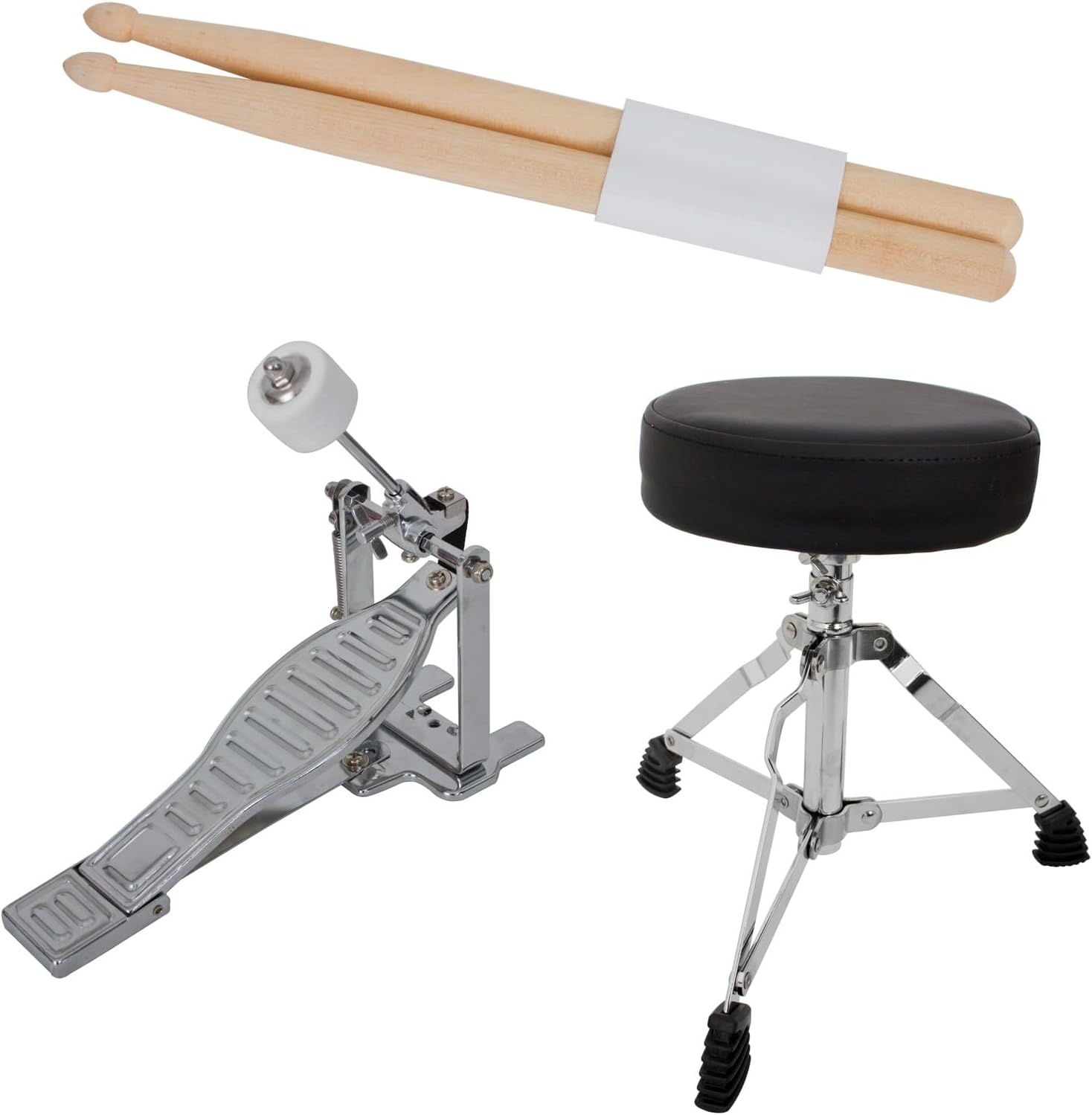 image:imageMendini by Cecilio 5 Piece 16 Inch Junior Drums Set Metallic SilverBLACK