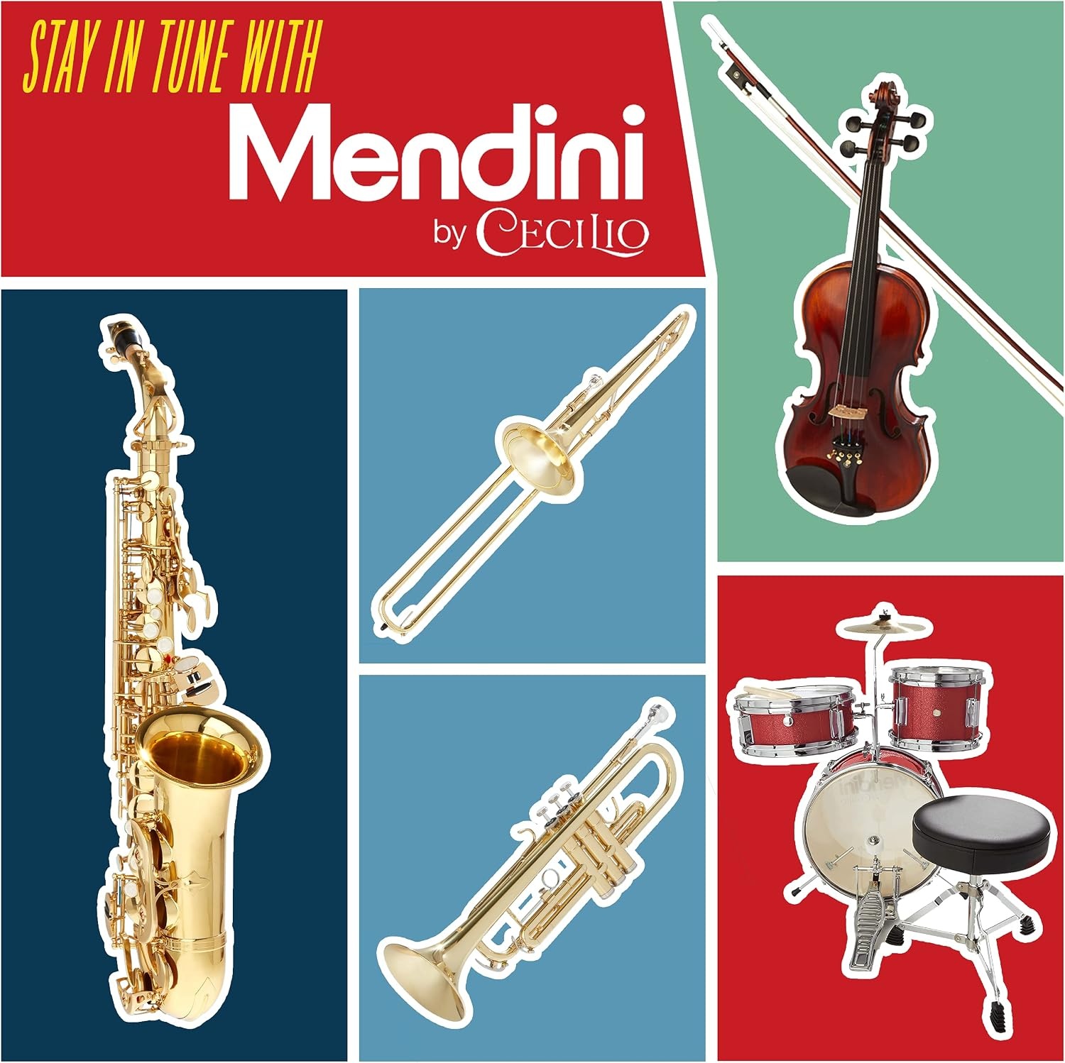 image:imageMendini by Cecilio 5 Piece 16 Inch Junior Drums Set Metallic SilverMetallic Red Wine