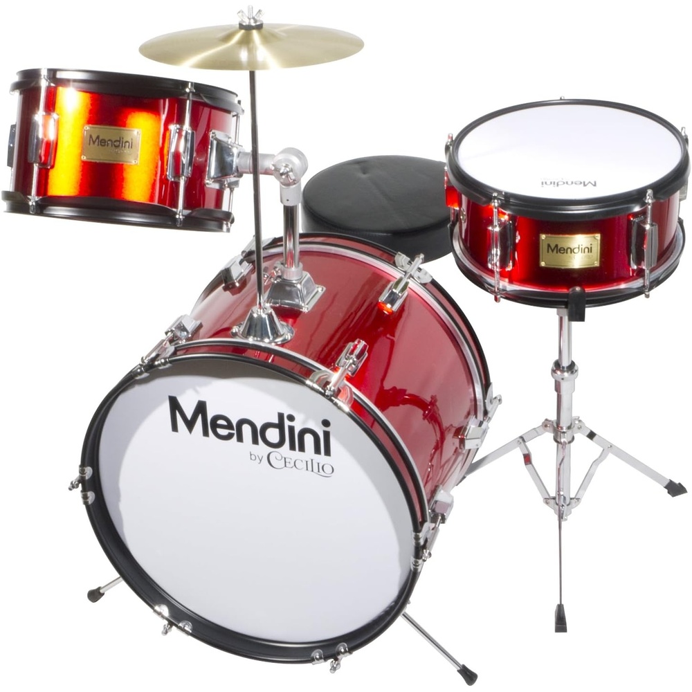 image:imageMendini By Cecilio 16 Inch Drum Set 3Piece Junior Drum Set Metallic RedMetallic Red