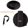 Mendini by Cecilio 14 x 5.5 inches Snare Drum Set, Marching School Band Student Beginner Practice Snare Drum With Gig Bag, Sticks, Stand and Practice Pad Kit (Silver)(Black-)