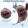 Mendini by Cecilio 5 Piece 16 Inch Junior Drums Set – Metallic Silver(Metallic Red Wine)