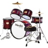Mendini by Cecilio 5 Piece 16 Inch Junior Drums Set – Metallic Silver(Metallic Red Wine)