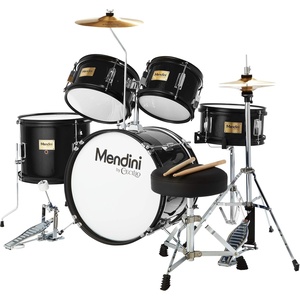 Mendini by Cecilio 5 Piece 16 Inch Junior Drums Set – Metallic Silver(BLACK)