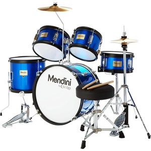 Mendini by Cecilio 5 Piece 16 Inch Junior Drums Set – Metallic Silver(Metallic Blue)