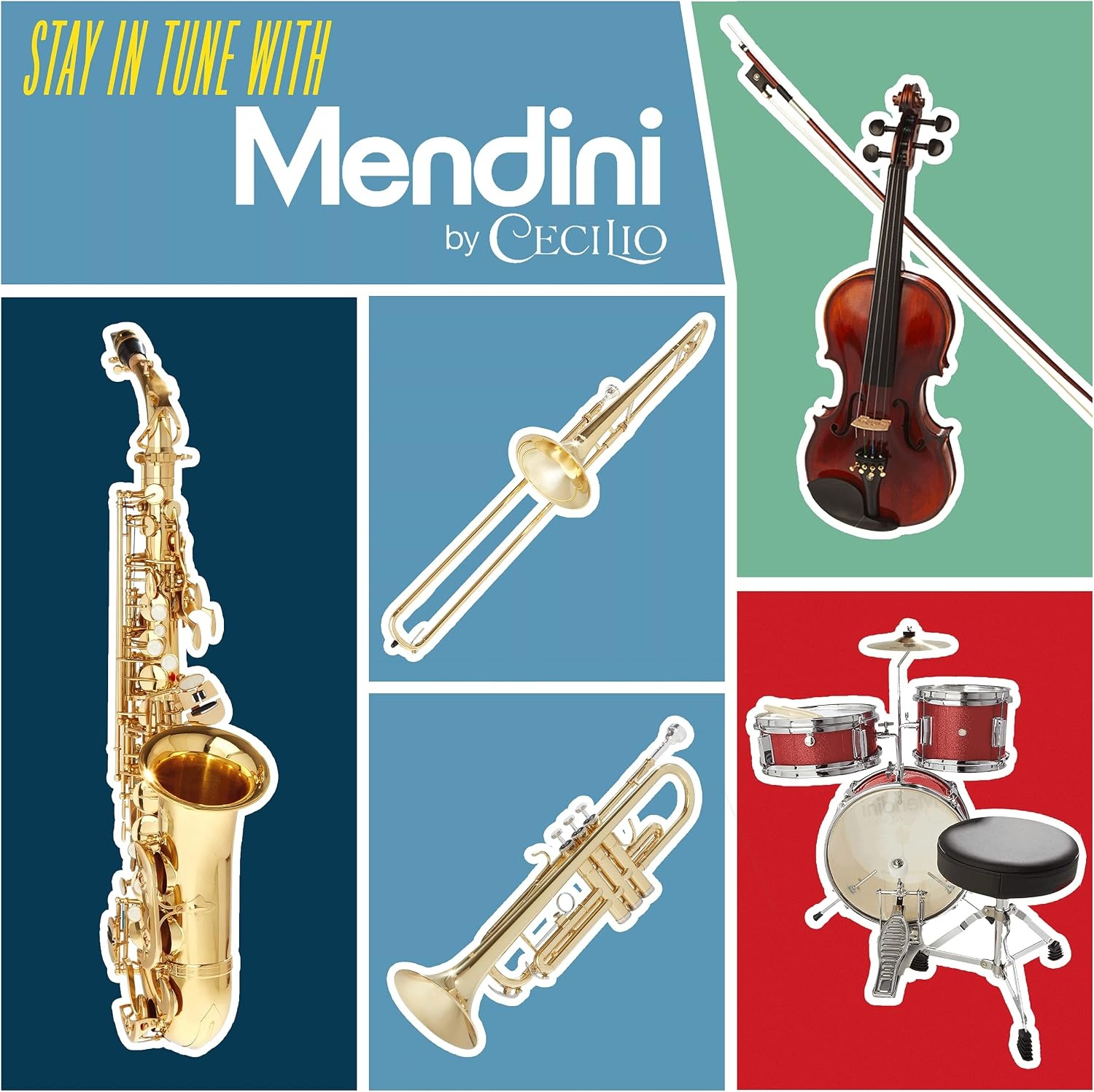 image:imageMendini By Cecilio Bb Standard Trumpet Set for Beginners GoldSky Blue