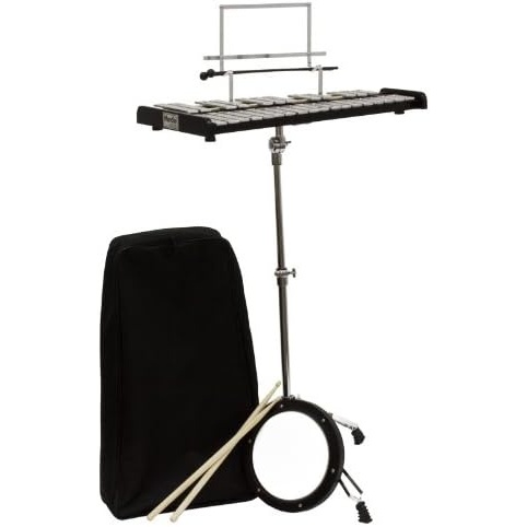 image:imageMendini by Cecilio Glockenspiel Bell Kit for Beginner Students Percussion Xylophone with Muted Drum Practice Pad a Pair of Glockenspiel Mallets Wooden Drum Sticks Adjustable Stand Carry Bag