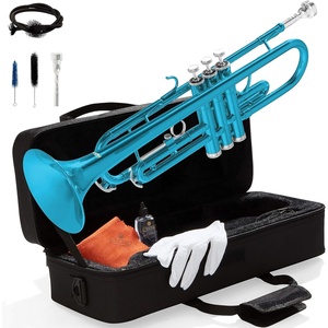 Mendini By Cecilio Bb Standard Trumpet Set for Beginners – Gold(Sky Blue)