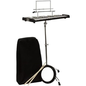 Mendini by Cecilio Glockenspiel Bell Kit for Beginner Students – Percussion Xylophone with Muted Drum Practice Pad, a Pair of Glockenspiel Mallets, Wooden Drum Sticks, Adjustable Stand, Carry Bag
