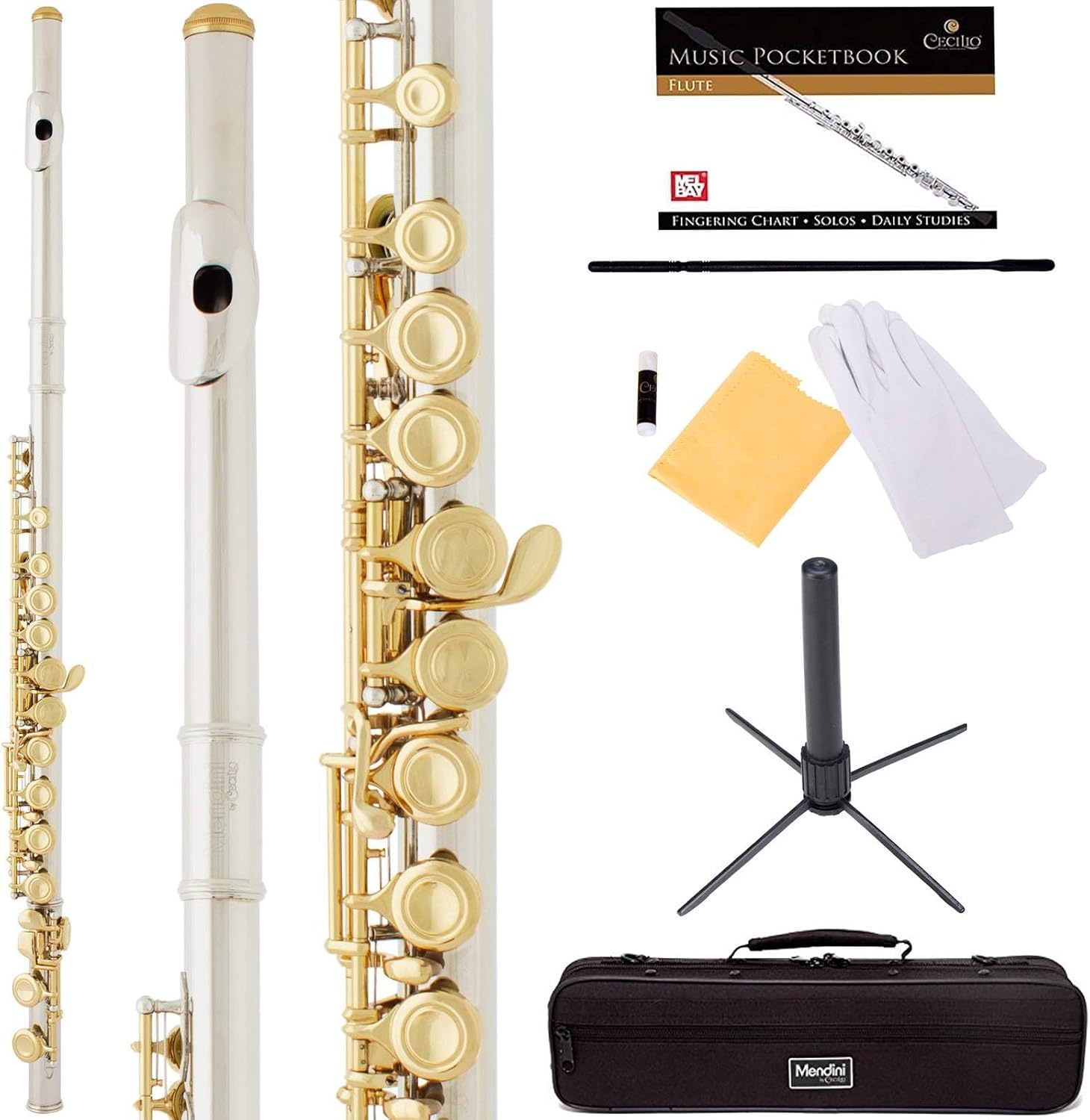 image:imageMendini by Cecilio 16 Keys Closed Hole C Flute Kit for Beginners BlackGold
