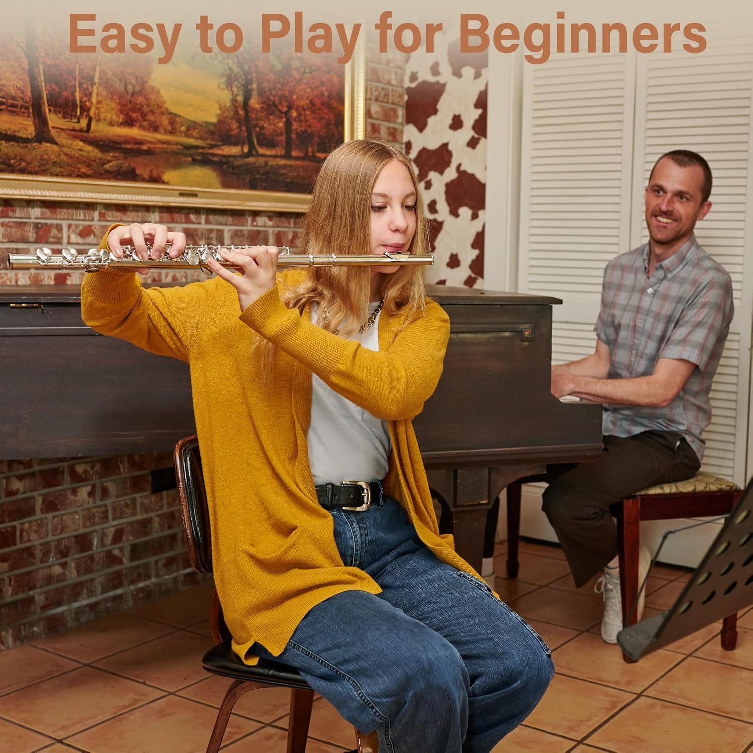 image:imageMendini by Cecilio 16 Keys Closed Hole C Flute Kit for Beginners BlackSilver