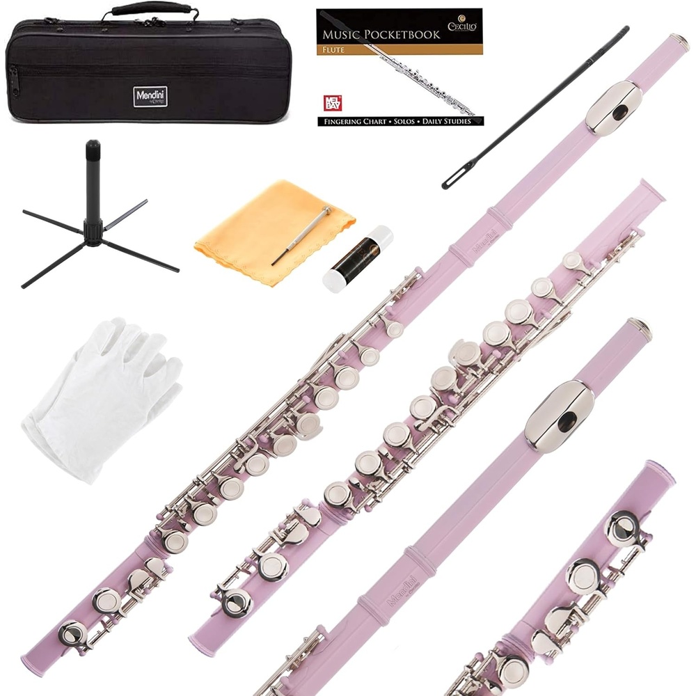 image:imageMendini by Cecilio 16 Keys Closed Hole C Flute Kit for Beginners BlackPINK