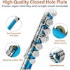 Mendini by Cecilio 16 Keys Closed Hole C Flute Kit for Beginners – Black(Sky Blue-)