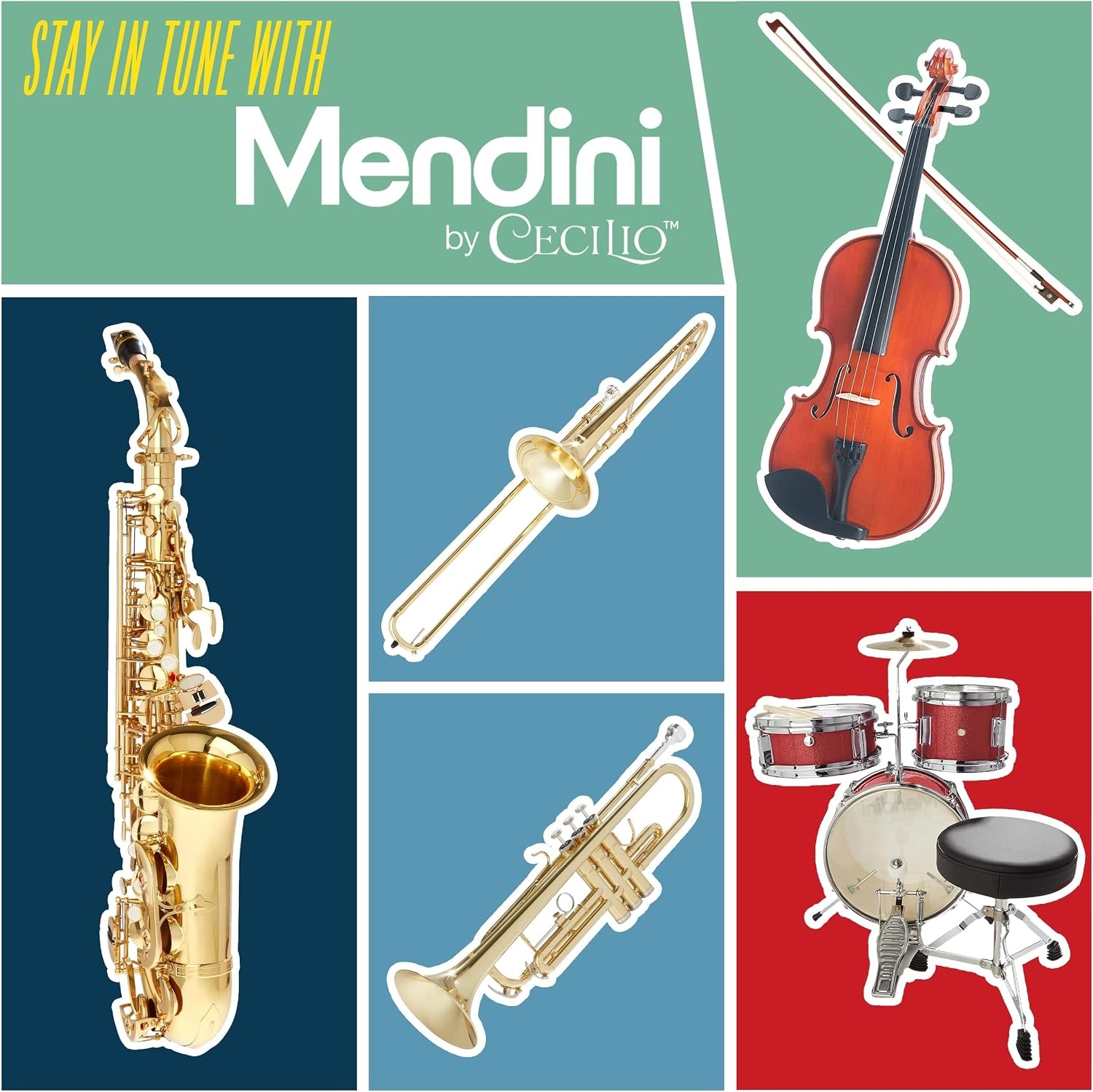 image:imageMendini By Cecilio 34 Violin Set For Beginners Fiddle Solidwood Kit with Hard Case Acoustic Violin with Bow Rosin Tuner Extra Strings amp Bridge Shoulder Rest and Lesson Book Satin AntiqueWhite
