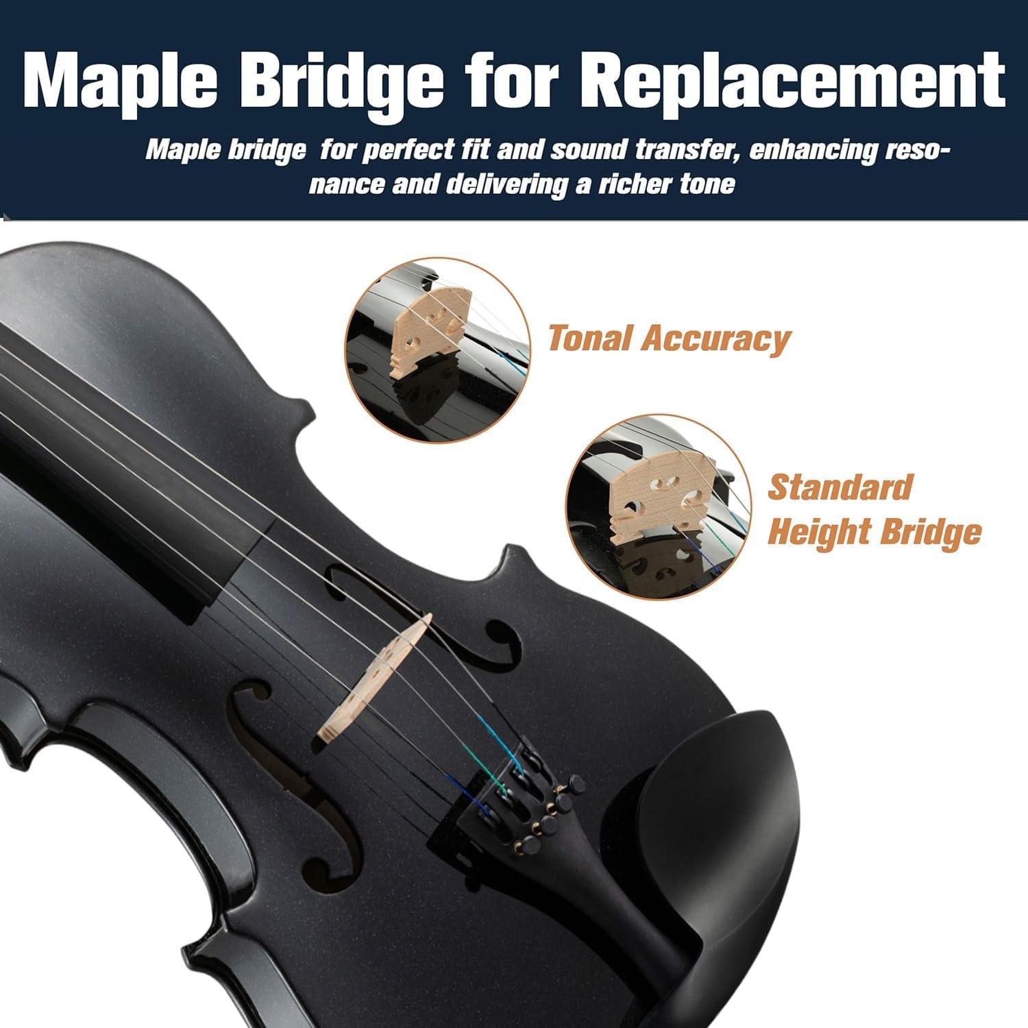 image:imageMendini By Cecilio 34 Violin Set For Beginners Fiddle Solidwood Kit with Hard Case Acoustic Violin with Bow Rosin Tuner Extra Strings amp Bridge Shoulder Rest and Lesson Book Satin AntiqueBlack