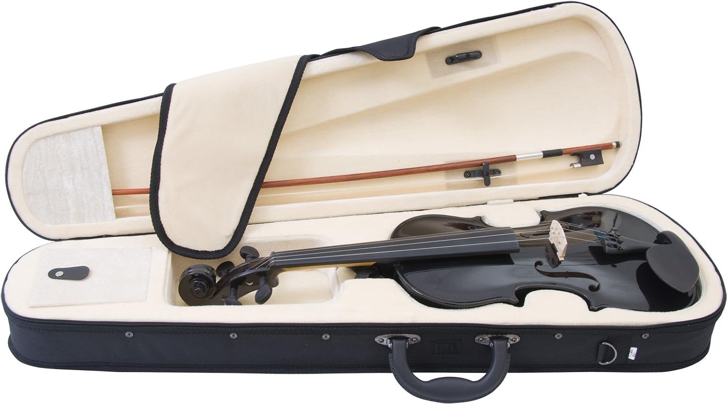 image:imageMendini By Cecilio 34 Violin Set For Beginners Fiddle Solidwood Kit with Hard Case Acoustic Violin with Bow Rosin Tuner Extra Strings amp Bridge Shoulder Rest and Lesson Book Satin AntiqueBlack