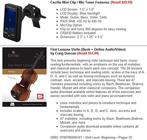 image:imageMendini By Cecilio 34 Violin Set For Beginners Fiddle Solidwood Kit with Hard Case Acoustic Violin with Bow Rosin Tuner Extra Strings amp Bridge Shoulder Rest and Lesson Book Satin AntiqueBlack