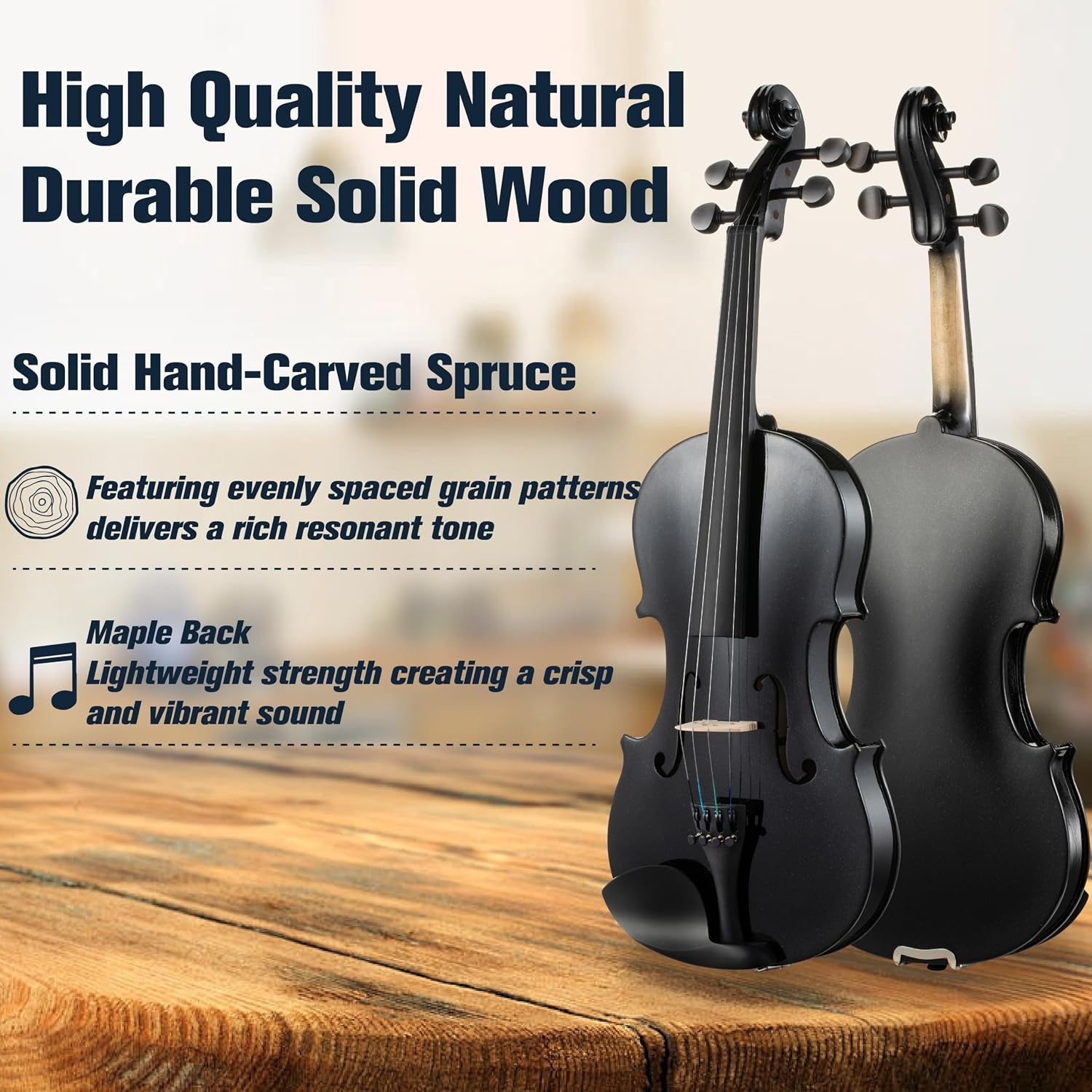 image:imageMendini By Cecilio 34 Violin Set For Beginners Fiddle Solidwood Kit with Hard Case Acoustic Violin with Bow Rosin Tuner Extra Strings amp Bridge Shoulder Rest and Lesson Book Satin AntiqueBlack