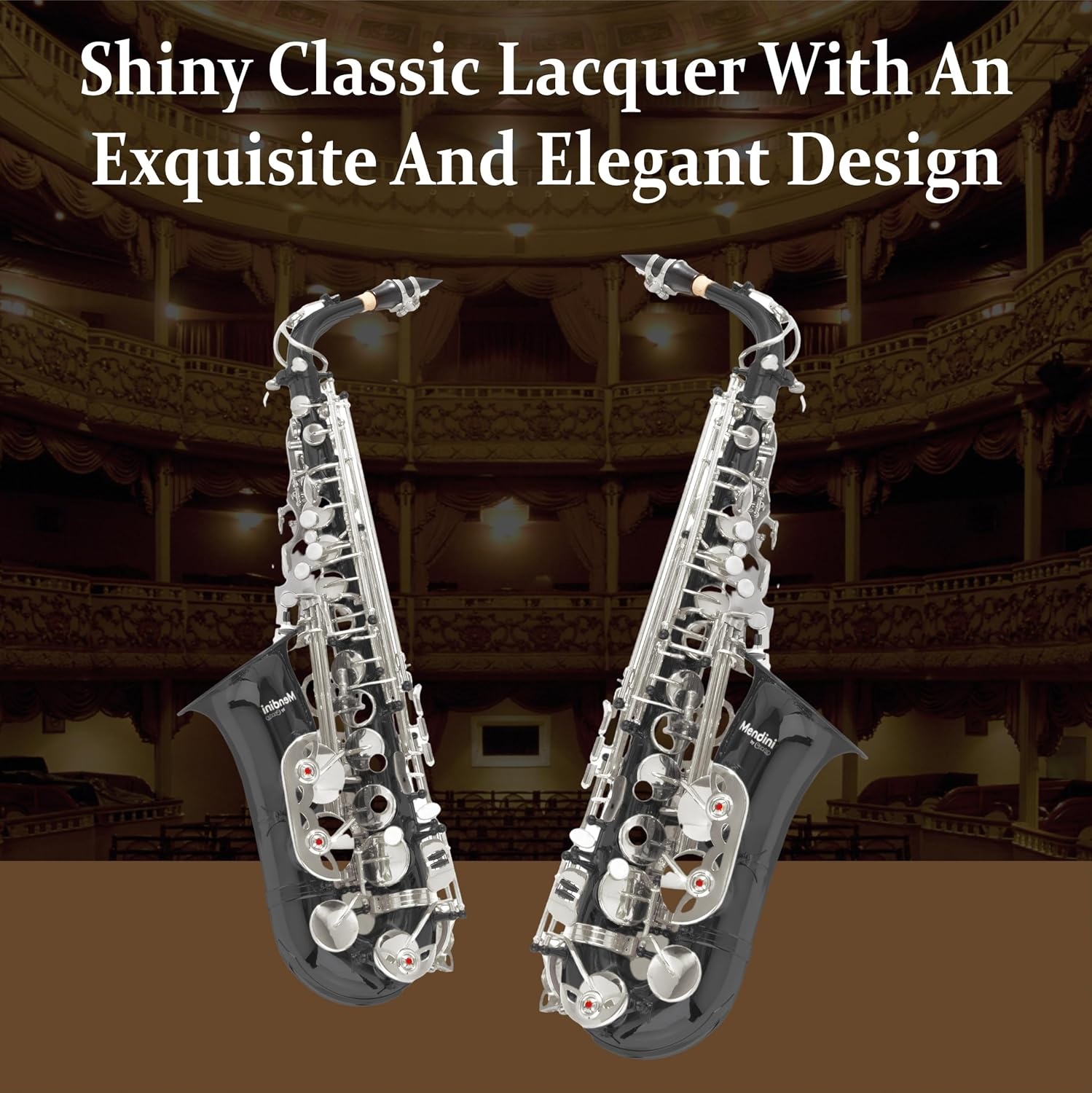 image:imageMendini By Cecilio Eb Alto Saxophone Kit for Beginner Black SilverBlack Nickel