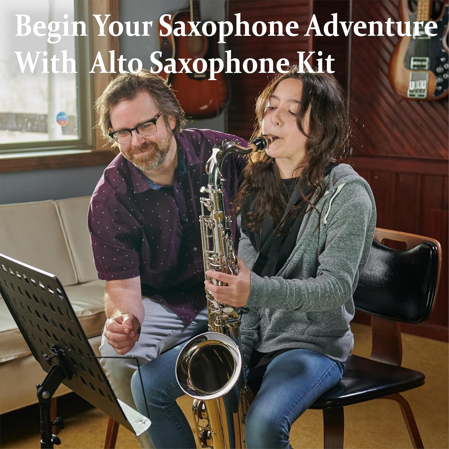 image:imageMendini By Cecilio Eb Alto Saxophone Kit for Beginner Black SilverNickel