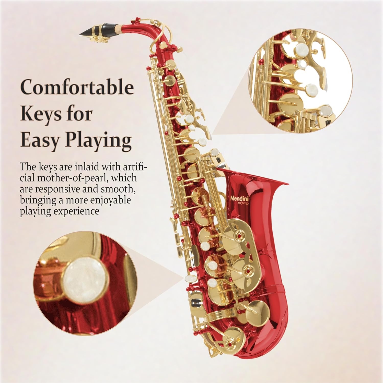 image:imageMendini By Cecilio Eb Alto Saxophone Kit for Beginner Black SilverRed