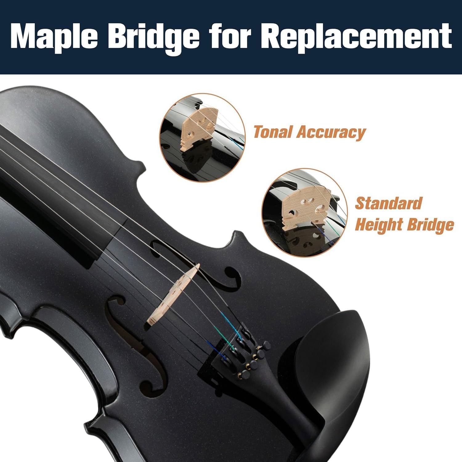 image:imageMendini by Cecilio 34 Violin Set For Beginners Hand Carved Acoustic Violins Kit Fiddle Solid Wood Kit with Hard Case Bow Rosin Shoulder Rest Bridge and Extra StringsBlack
