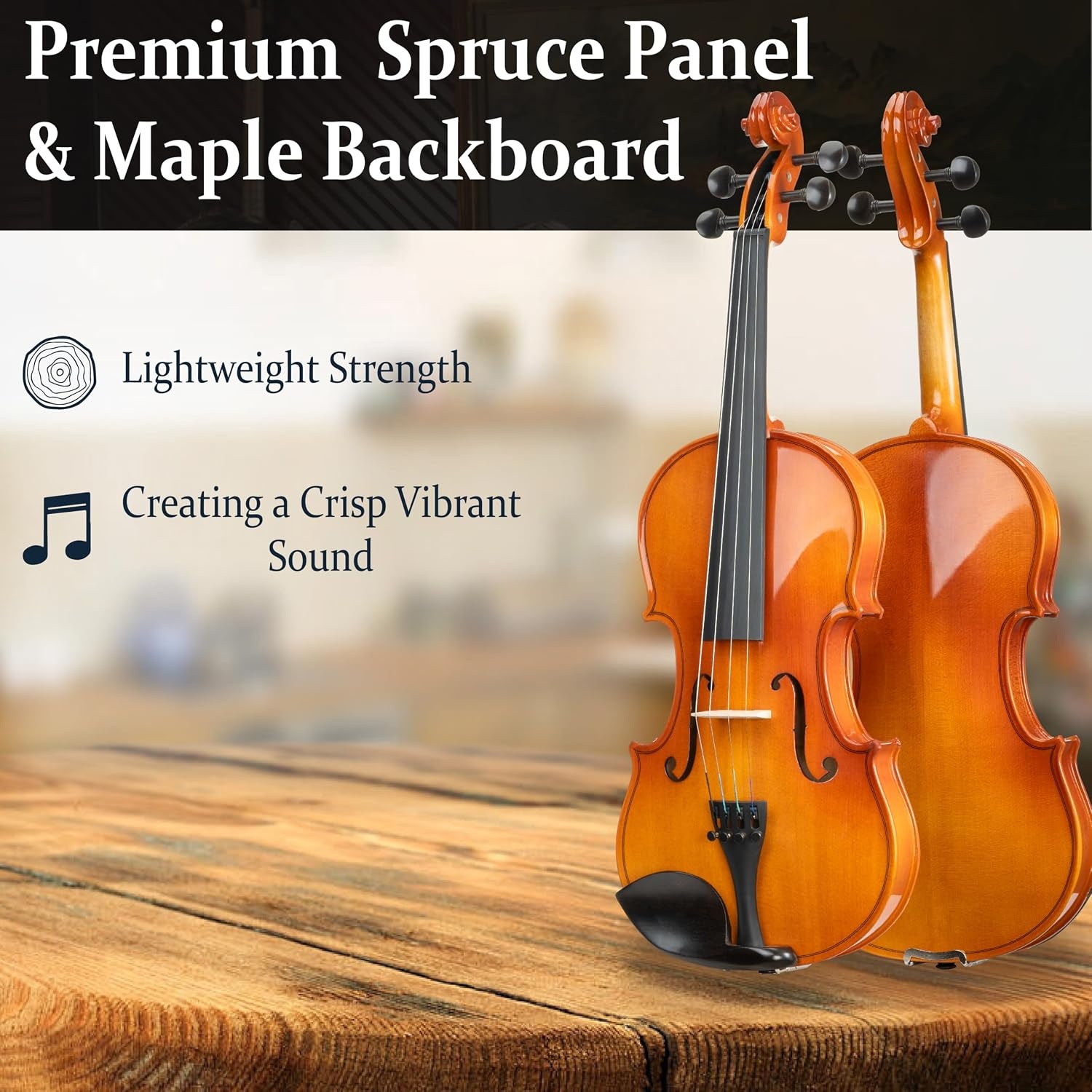 image:imageMendini by Cecilio 34 Violin Set For Beginners Hand Carved Acoustic Violins Set Fiddle Solidwood Kit with Hard Case Two Bows Tuner Rosin Shoulder Rest Extra Strings Lesson BookVarnish