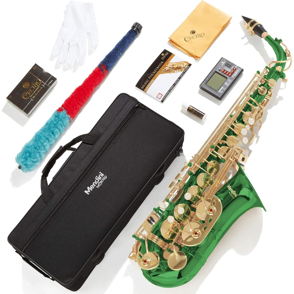 image:imageMendini By Cecilio Eb Alto Saxophone Kit for Beginner Black SilverGreen