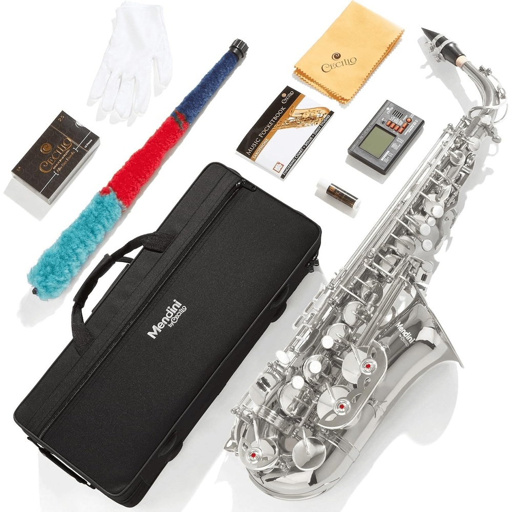 image:imageMendini By Cecilio Eb Alto Saxophone Kit for Beginner Black SilverNickel