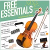 Mendini by Cecilio 3/4 Violin Set For Beginners – Hand Carved Acoustic Violins Set – Fiddle Solidwood Kit with Hard Case, Two Bows, Tuner, Rosin, Shoulder Rest, Extra Strings, Lesson Book(Varnish)
