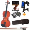 Mendini By Cecilio 3/4 Violin Set For Beginners – Fiddle Solidwood Kit with Hard Case – Acoustic Violin with Bow, Rosin, Tuner, Extra Strings & Bridge, Shoulder Rest and Lesson Book (Satin Antique)(Varnish)