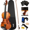 Mendini By Cecilio 3/4 Violin Set For Beginners – Fiddle Solidwood Kit with Hard Case – Acoustic Violin with Bow, Rosin, Tuner, Extra Strings & Bridge, Shoulder Rest and Lesson Book (Satin Antique)(Satin Antique)