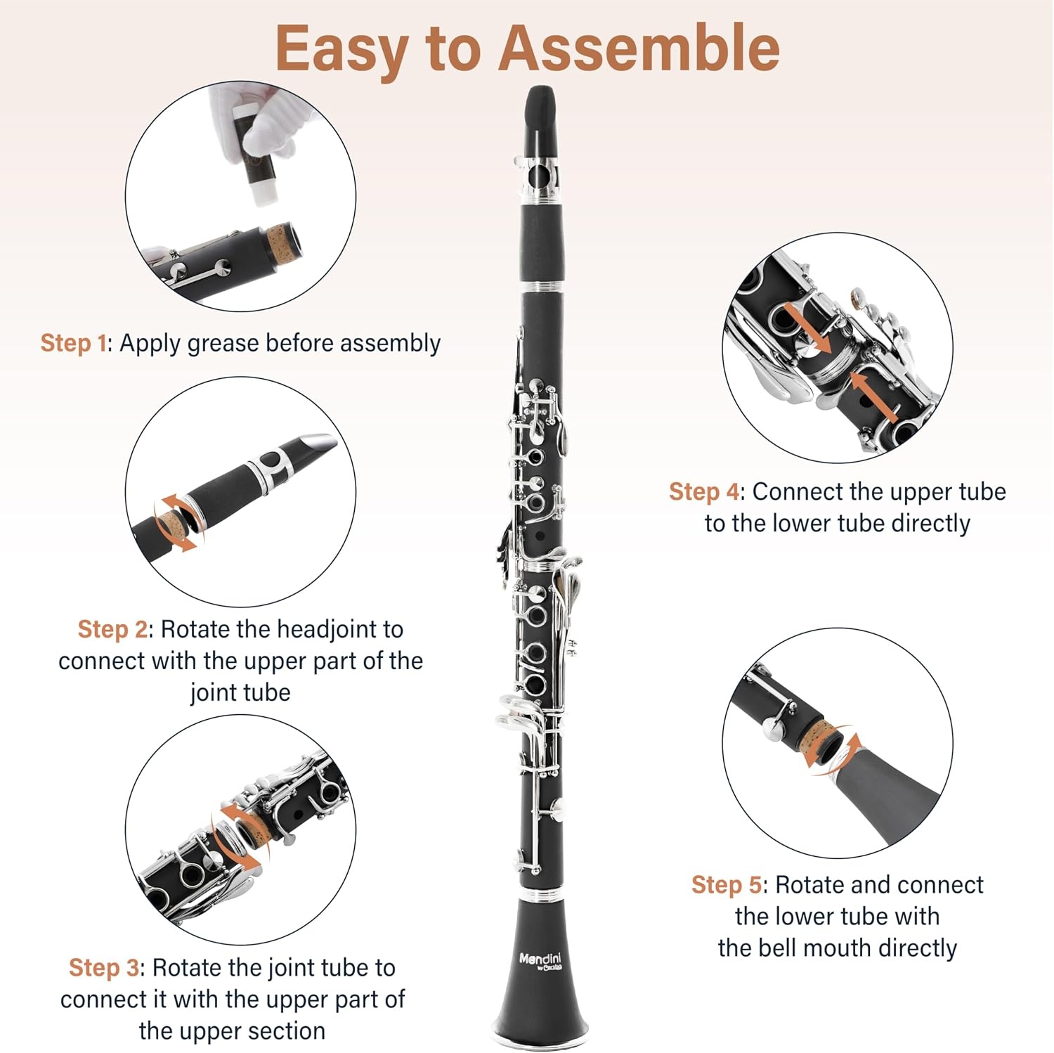 image:imageMendini by Cecilio Ebonite Bb Clarinet Kit for Beginner BlackBlack