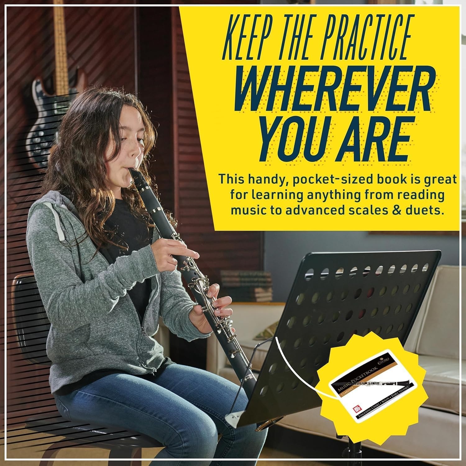image:imageMendini by Cecilio Ebonite Bb Clarinet Kit with 2 Barrels BlackEbonite