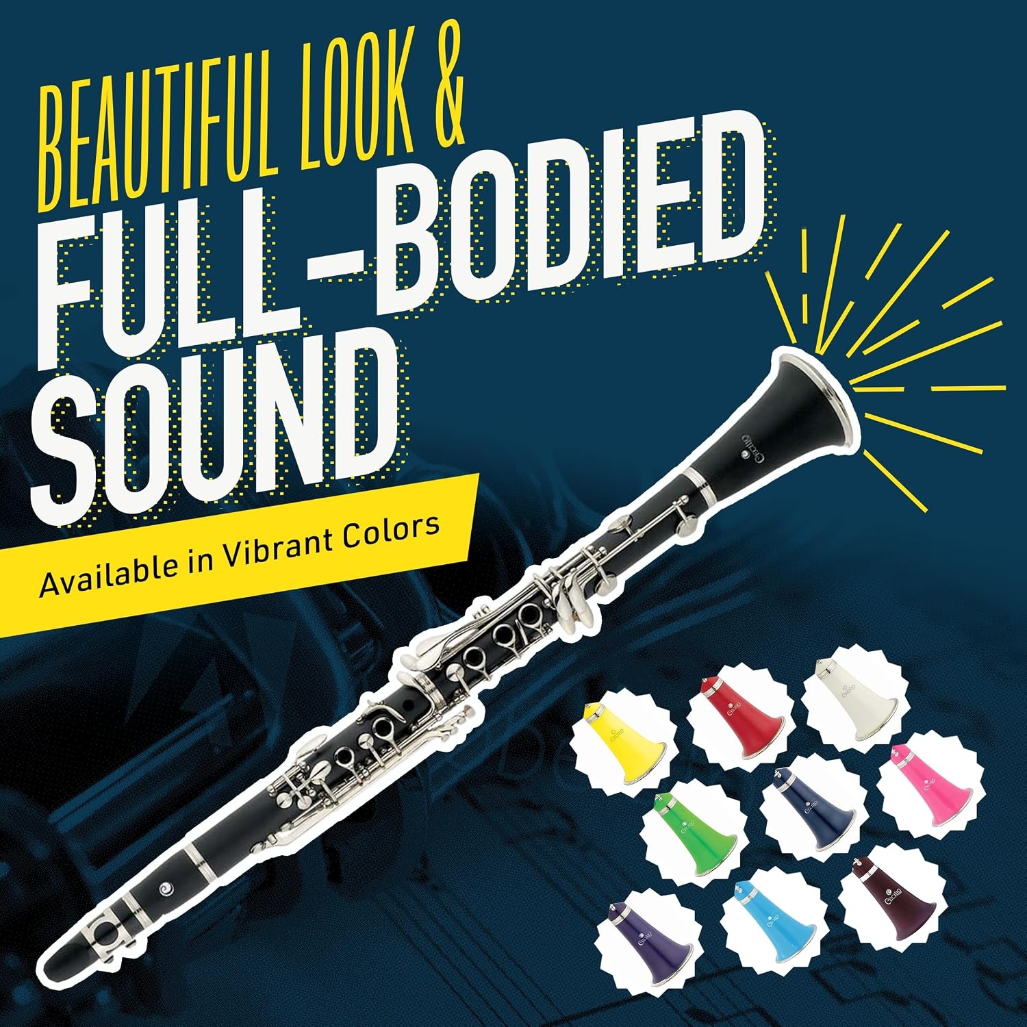 image:imageMendini by Cecilio Ebonite Bb Clarinet Kit with 2 Barrels Blackblack