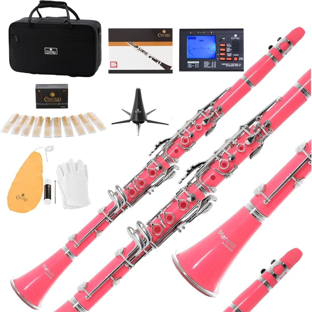 image:imageMendini by Cecilio Ebonite Bb Clarinet Kit for Beginner BlackPink