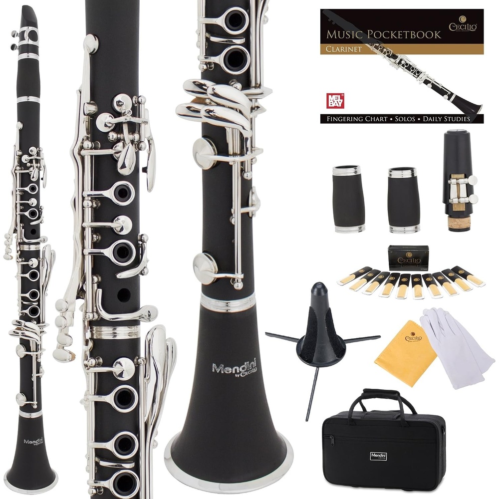 image:imageMendini by Cecilio Ebonite Bb Clarinet Kit with 2 Barrels Blackblack