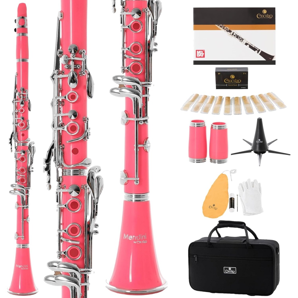 image:imageMendini by Cecilio Ebonite Bb Clarinet Kit with 2 Barrels Blackpink1