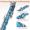 Mendini by Cecilio Ebonite Bb Clarinet Kit for Beginner – Black(Light Blue)