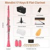 Mendini by Cecilio Ebonite Bb Clarinet Kit with 2 Barrels (Black)(pink1)