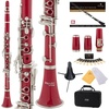 Mendini by Cecilio Ebonite Bb Clarinet Kit with 2 Barrels (Black)(Red)