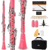 Mendini by Cecilio Ebonite Bb Clarinet Kit with 2 Barrels (Black)(pink1)