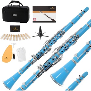 Mendini by Cecilio Ebonite Bb Clarinet Kit for Beginner – Black(Light Blue)