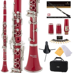Mendini by Cecilio Ebonite Bb Clarinet Kit with 2 Barrels (Black)(Red)