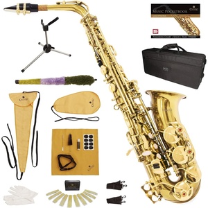 Mendini by Cecilio MTS-PL+92D Purple Lacquer B Flat Tenor Saxophone with Tuner, Case, Mouthpiece, 10 Reeds and More(GOLD)