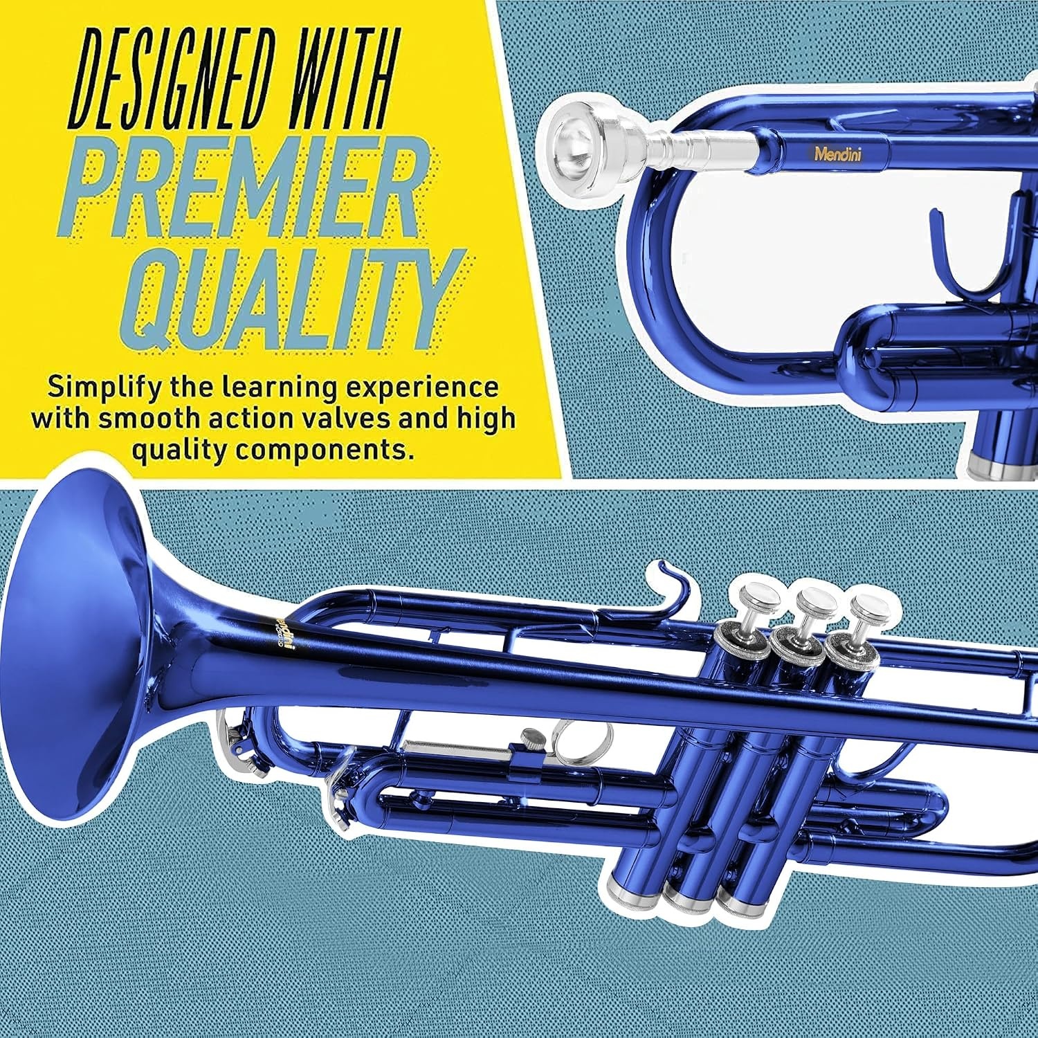 image:imageMendini By Cecilio Bb Standard Trumpet Set for Beginners BlueBlue