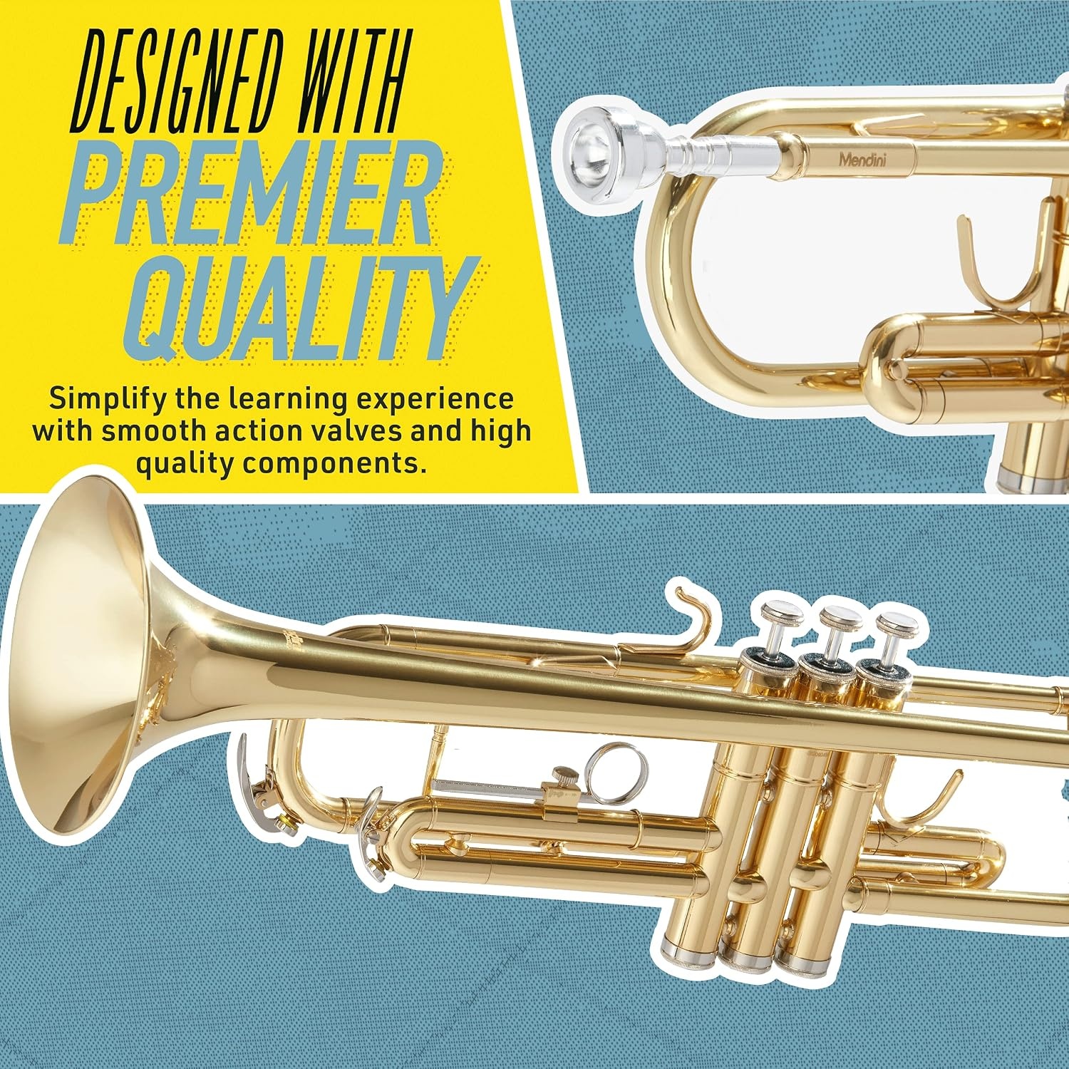 image:imageMendini By Cecilio Bb Standard Trumpet Set for Beginners BlueGold