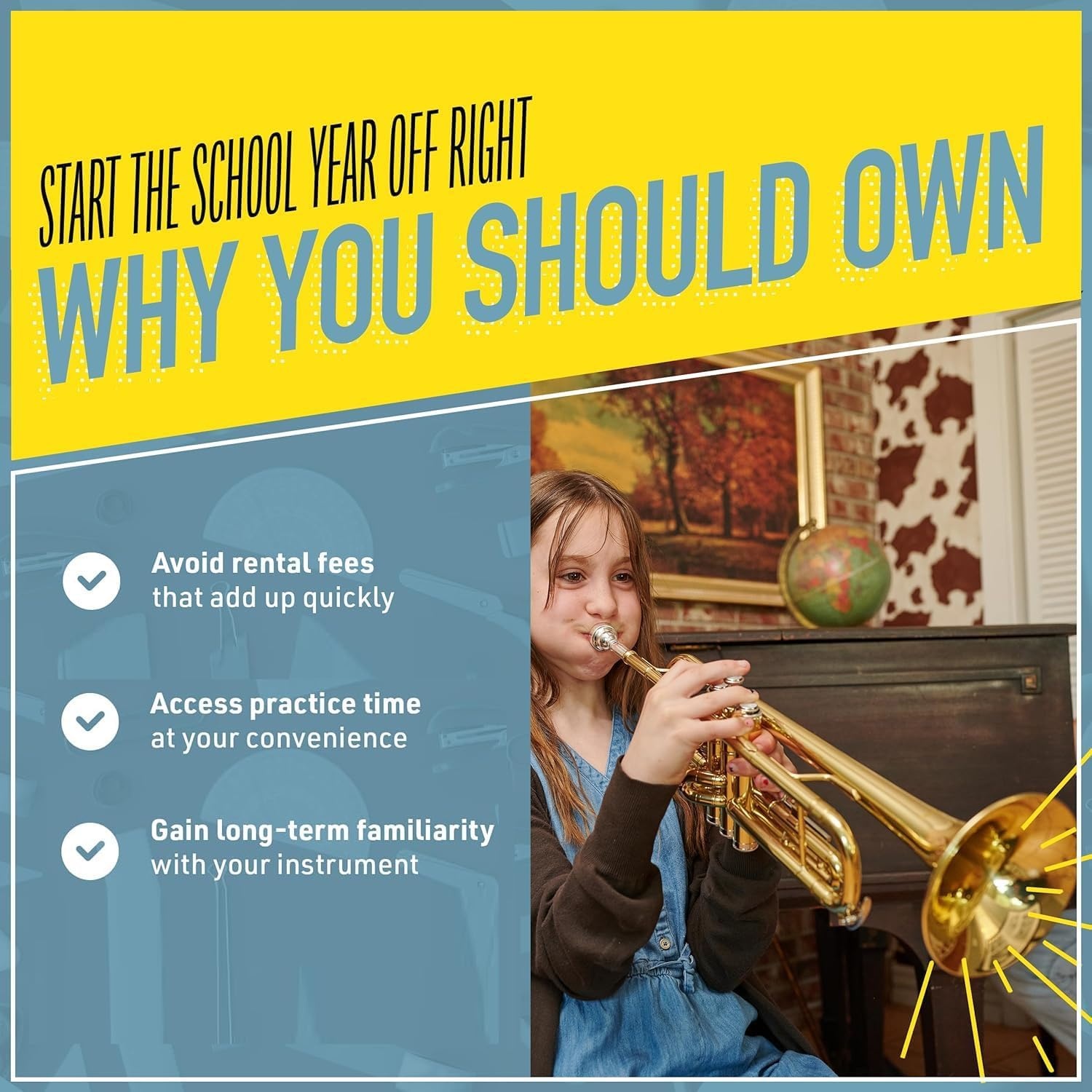 image:imageMendini By Cecilio Bb Standard Trumpet Set for Beginners BlueGold
