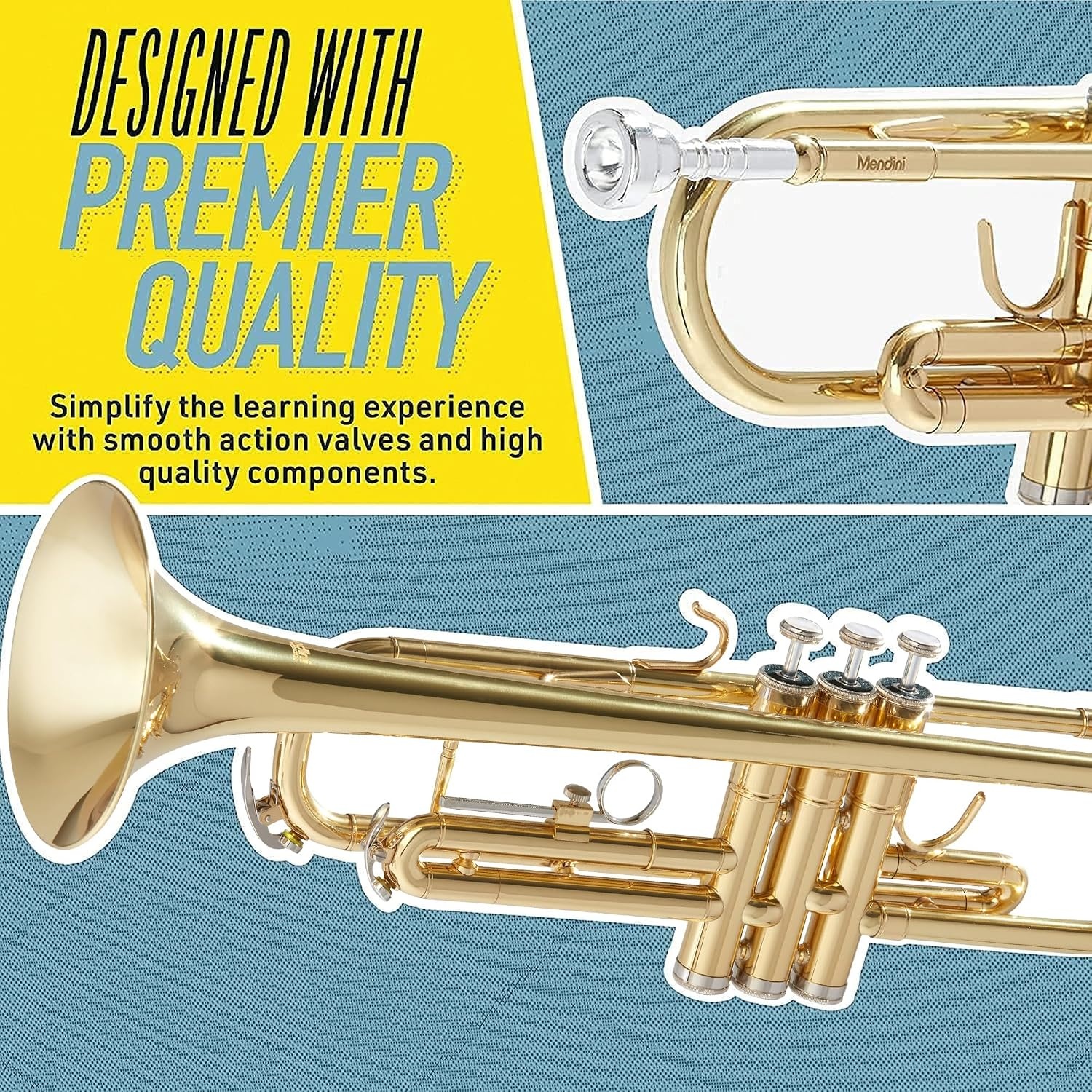 image:imageMendini By Cecilio Bb Standard Trumpet Set for Beginners BlueNickel