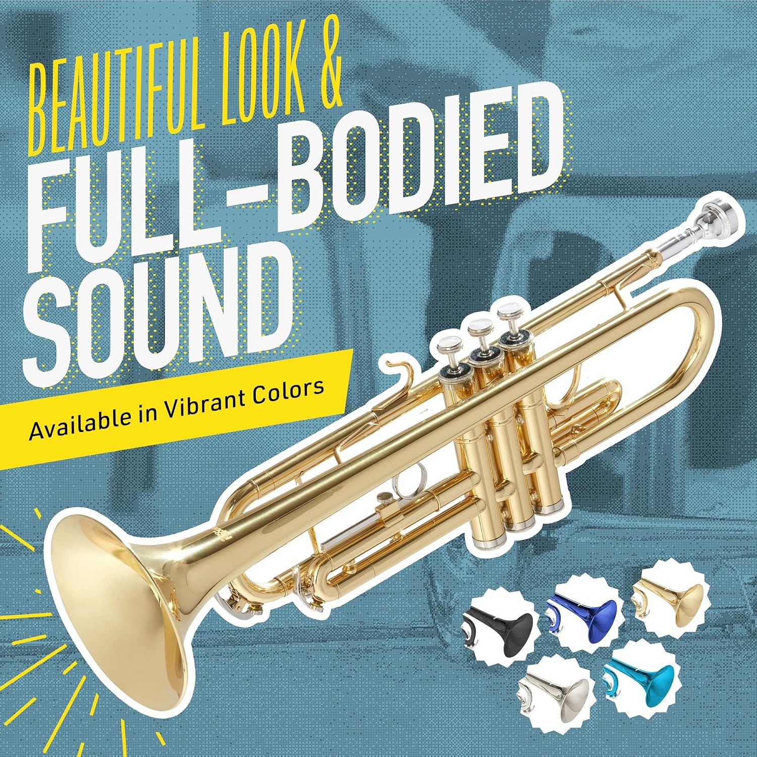image:imageMendini By Cecilio Bb Standard Trumpet Set for Beginners BlueSky Blue